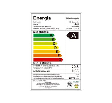 Refrigerador LG VT29 283L Frío Seco Acero Inox Dispensador de Agua, Eficiencia A Motor Inverter Gtía 10 Años - Tienda Universo